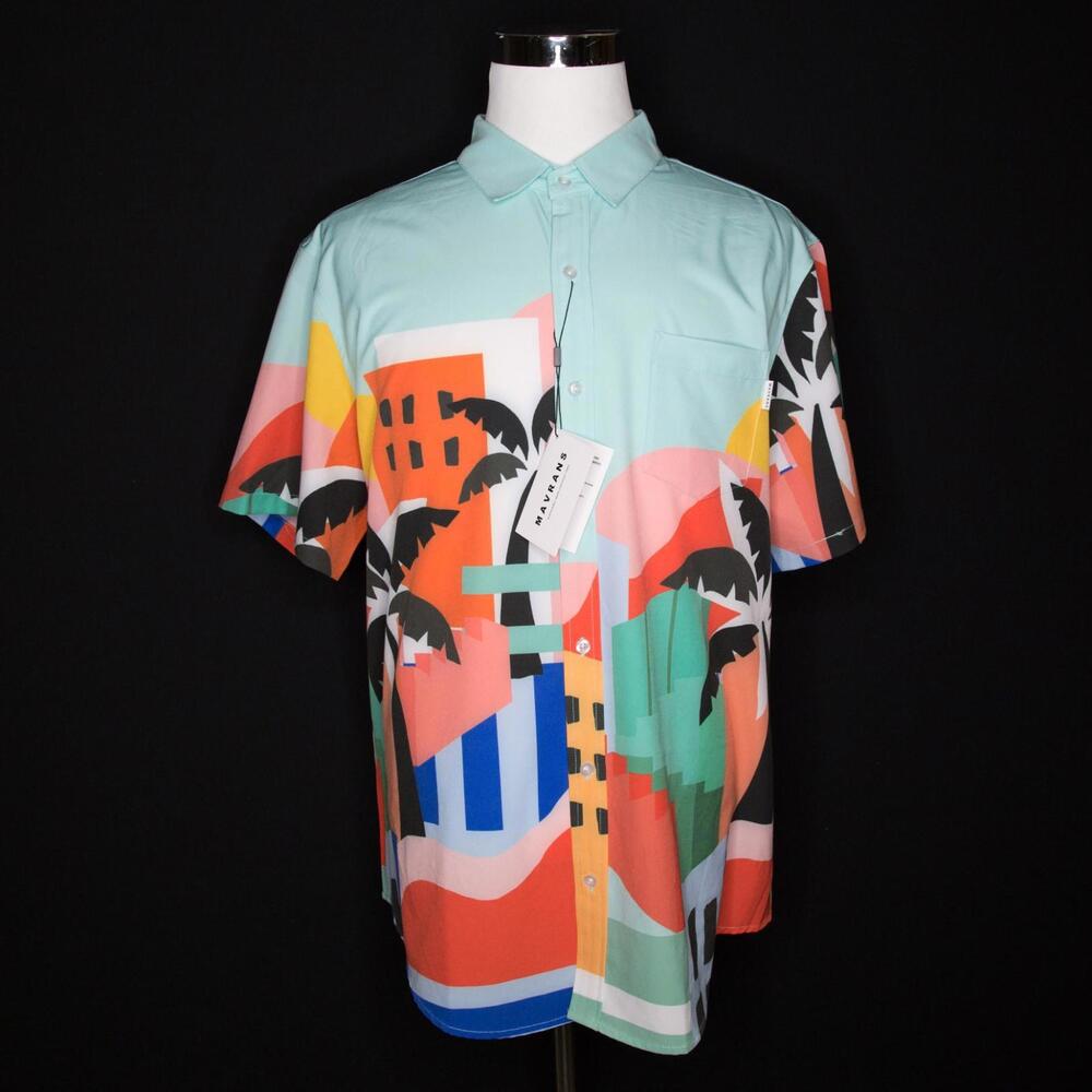 Men's Mavrans Havana Weekend Short Sleeve Button Down Shirt Sz XXL